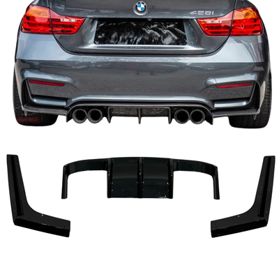 Накладка заднього бампера дифузор M-Vorsteiner до бампера M4 для BMW 4 series F32 F33 F34 2013-2020 ABS пластик, колір чорний глянець 1027 фото
