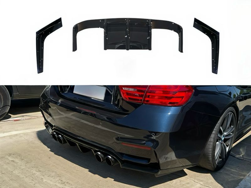 Накладка заднього бампера дифузор M-Vorsteiner до бампера M4 для BMW 4 series F32 F33 F34 2013-2020 ABS пластик, колір чорний глянець 1027 фото