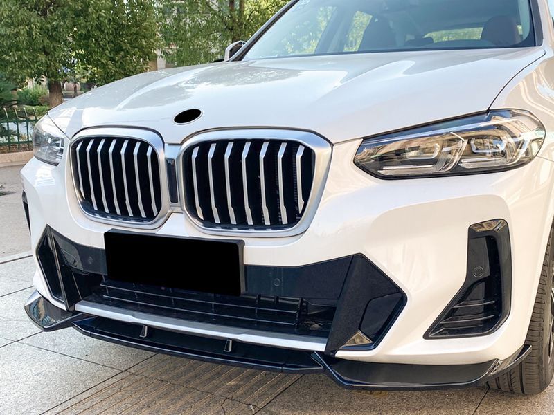 Губа накладка переднего бампера M Performance X3 G01/X4 G02 LCI 2022-2024, ABS пластик цвет черный глянец 1034 фото